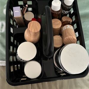 Black Storage Caddy with Handle frenshe make up bundle